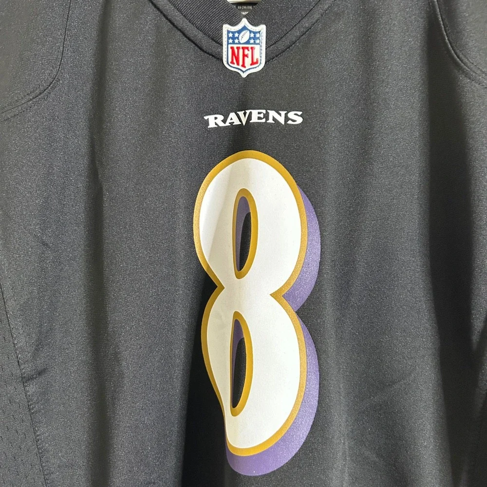 Nike Football Jersey Kids XL Black Excellent Lamar Jackson 8 Baltimore Ravens